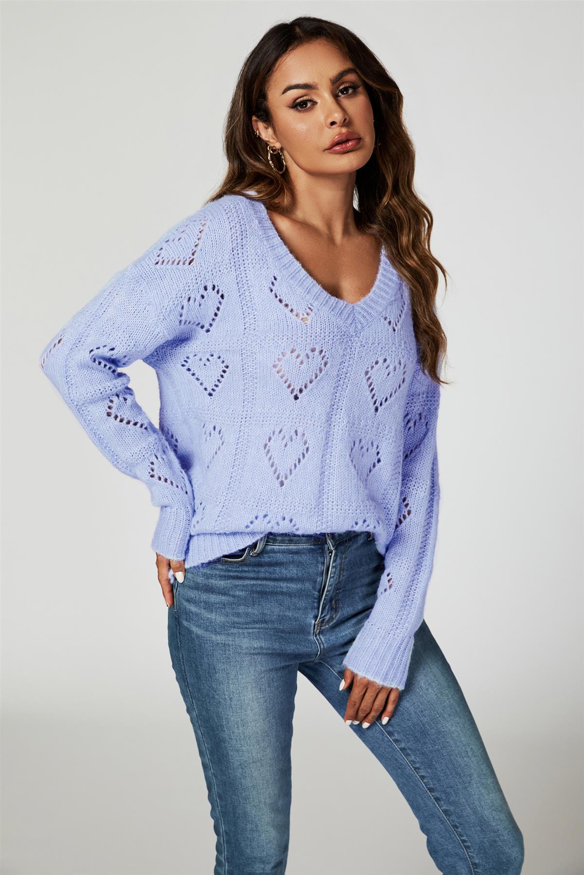Heart Jumper Top In Blue
