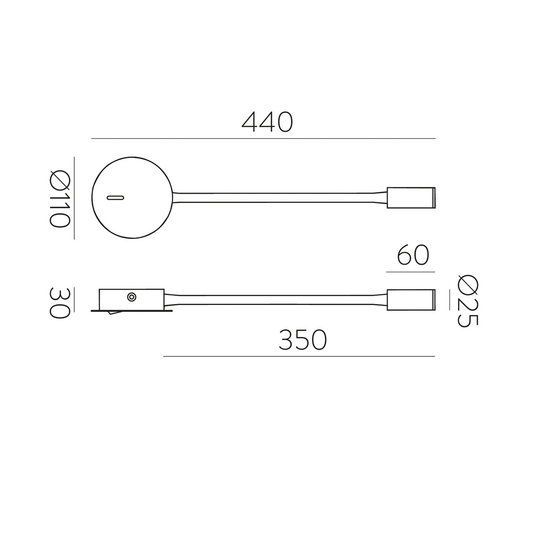 B-lager Acb Iluminación LED vegglesljós Lyon með sveigjanlegum armi og rofa, svart, 3W