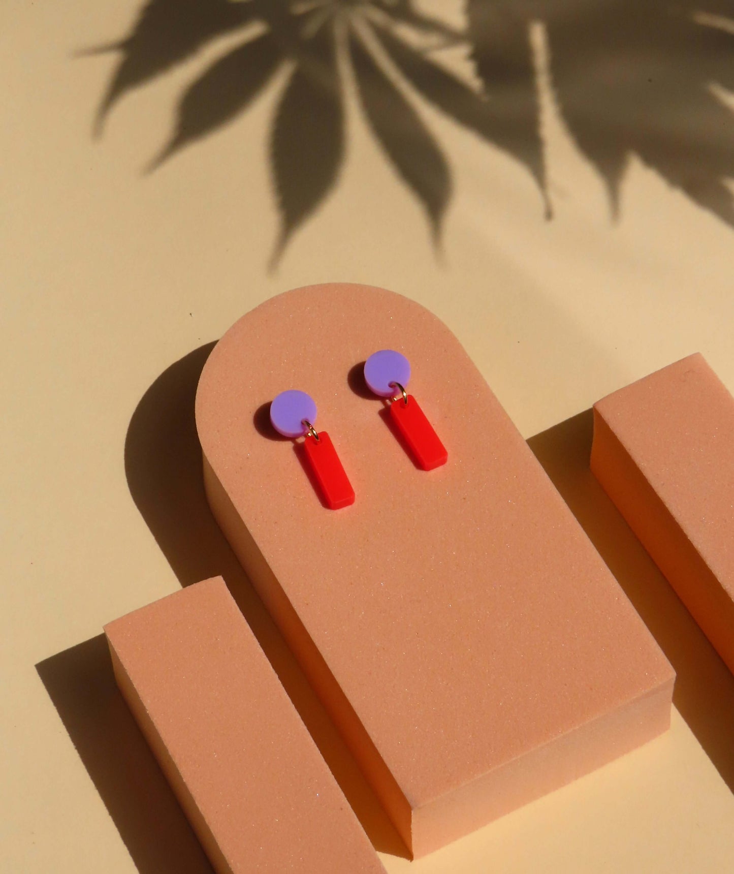 Mini Sticks Statement Ohrringe - flieder feuerrot