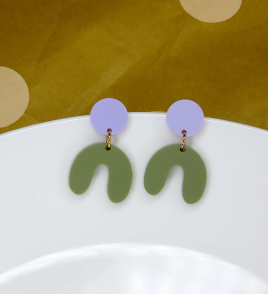 Olive Flieder Arch Bogen Ohrringe