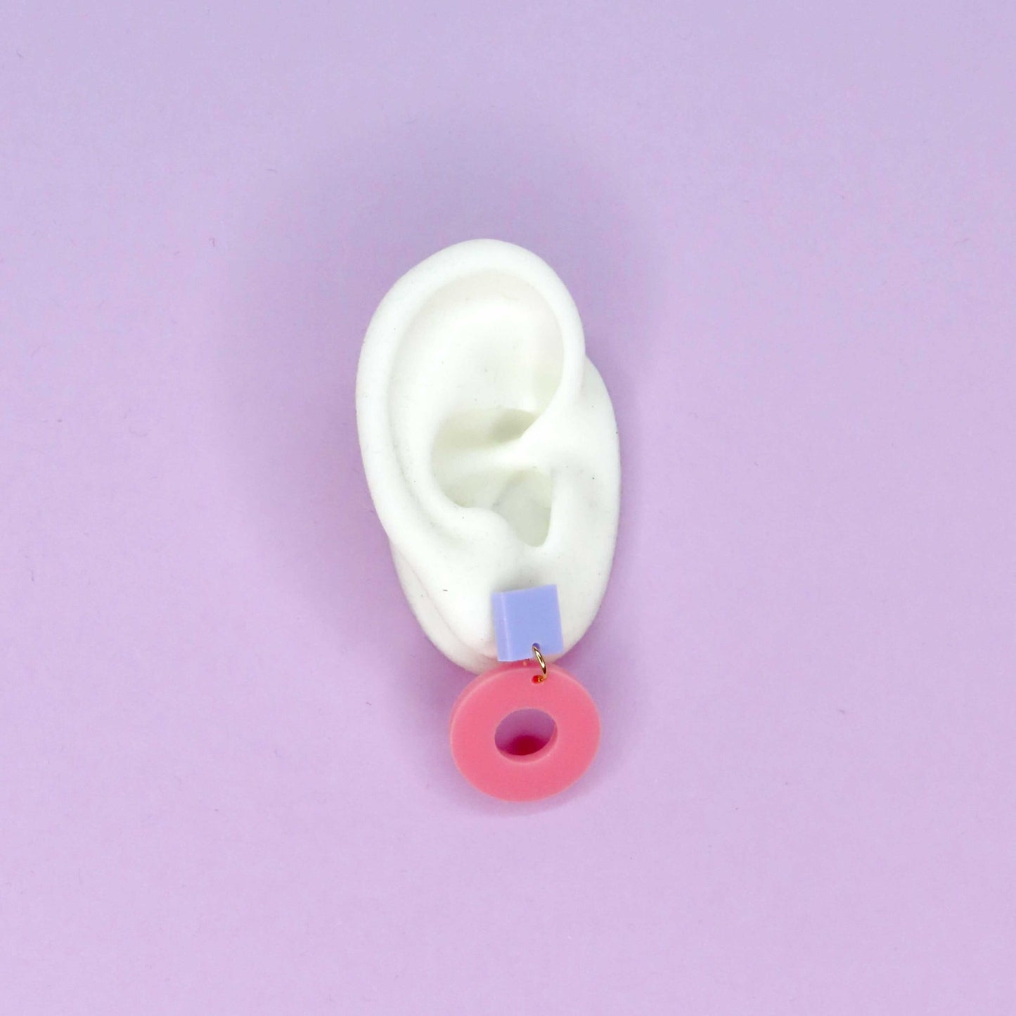 Square Circle Ohrstecker in flieder & rosa