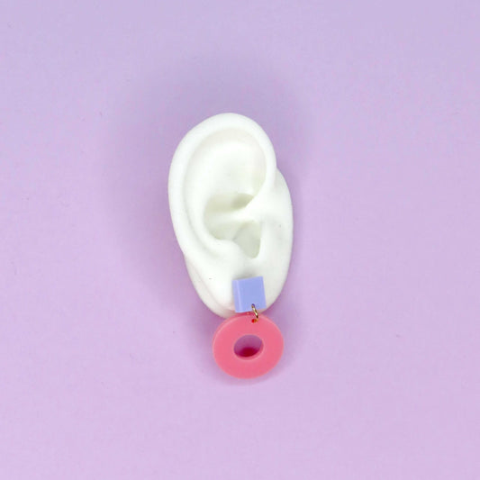 Square Circle Ohrstecker in flieder & rosa