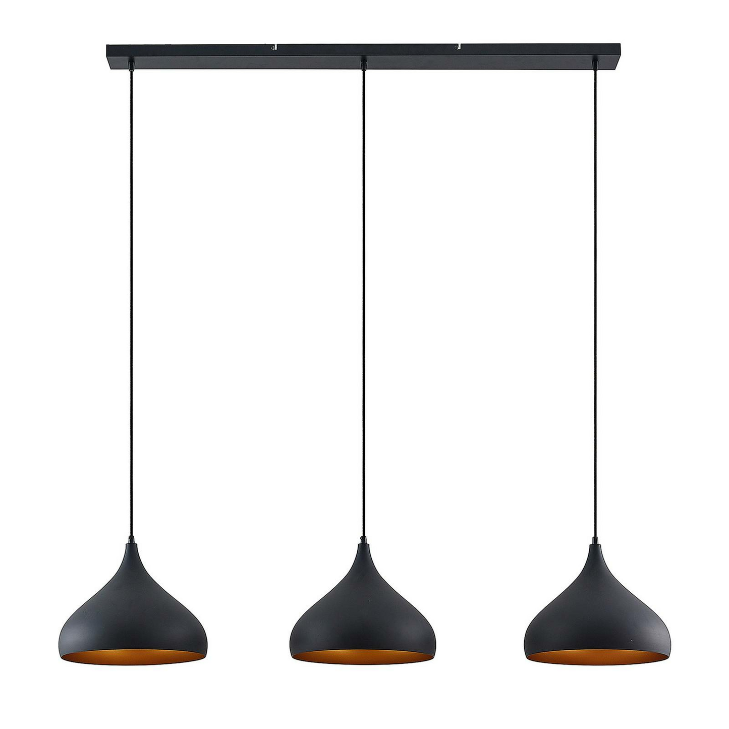 B-grade Lindby Elamira pendant light, hanging lamp, ceiling lamp, 3 bulbs, E27, black, G173 