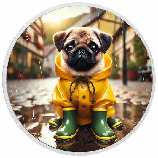 Puddle-Ready Pug 1oz Silver Coloured Coin