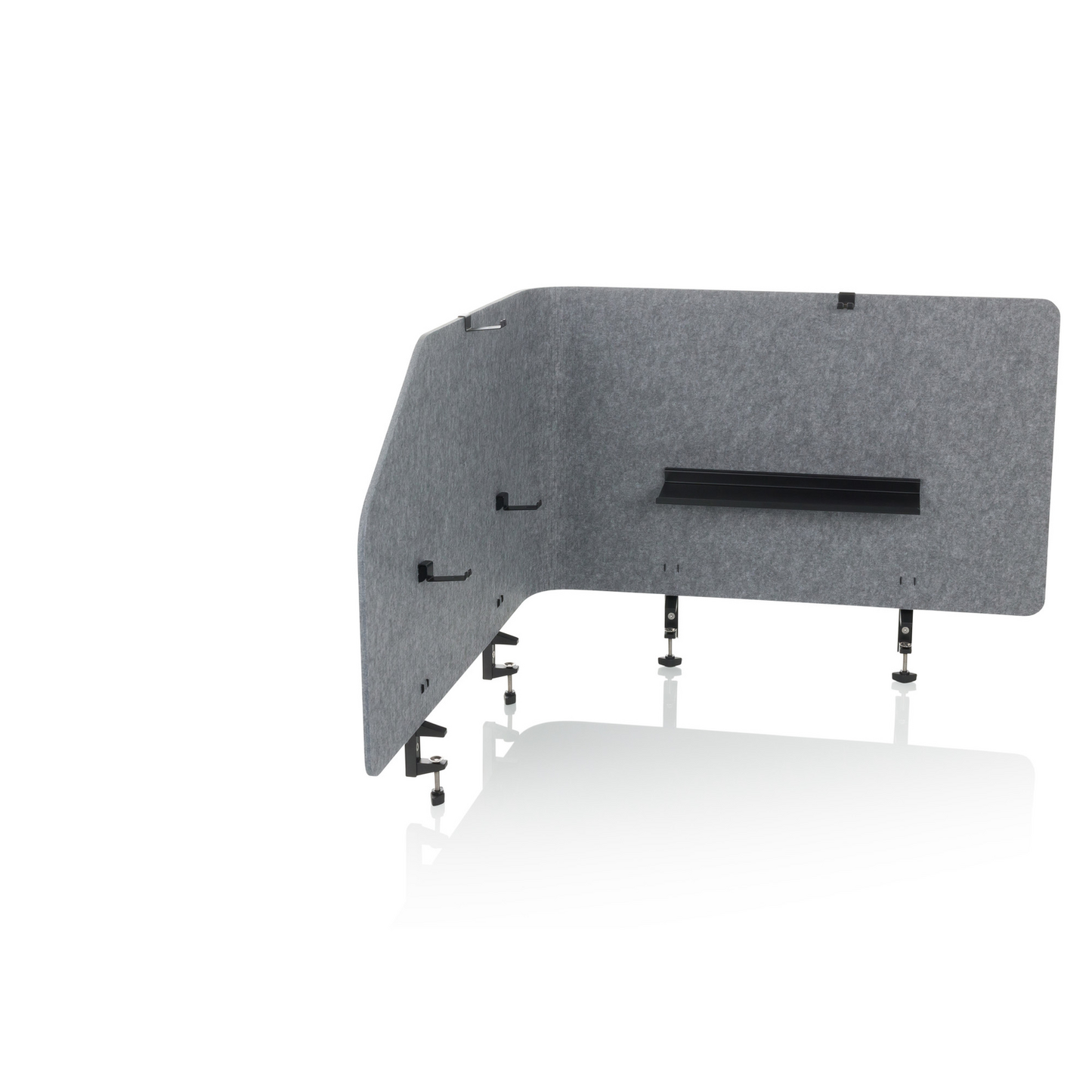 Hljóðeinangrandi veggur fyrir skrifstofuborð, B-flokks, Flexmiut T Top, úr plasti og textíl, grár