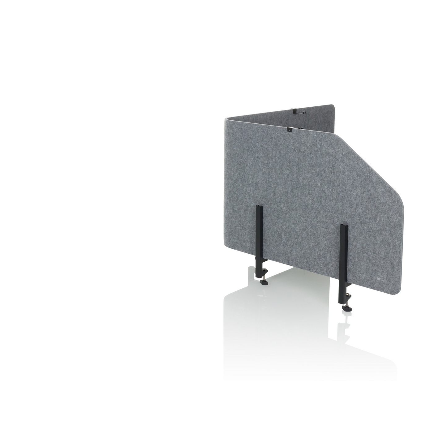 Hljóðeinangrandi veggur fyrir skrifstofuborð, B-flokks, Flexmiut T Top, úr plasti og textíl, grár
