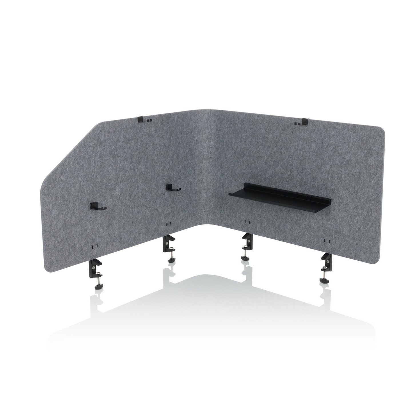 Hljóðeinangrandi veggur fyrir skrifstofuborð, B-flokks, Flexmiut T Top, úr plasti og textíl, grár
