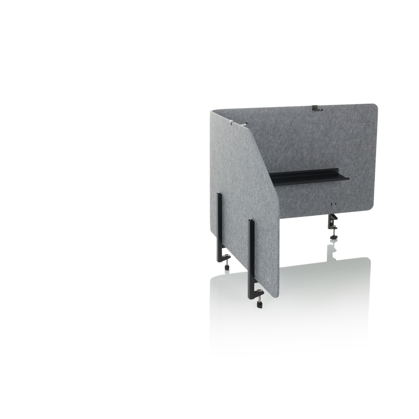 Hljóðeinangrandi veggur fyrir skrifstofuborð, B-flokks, Flexmiut T Top, úr plasti og textíl, grár