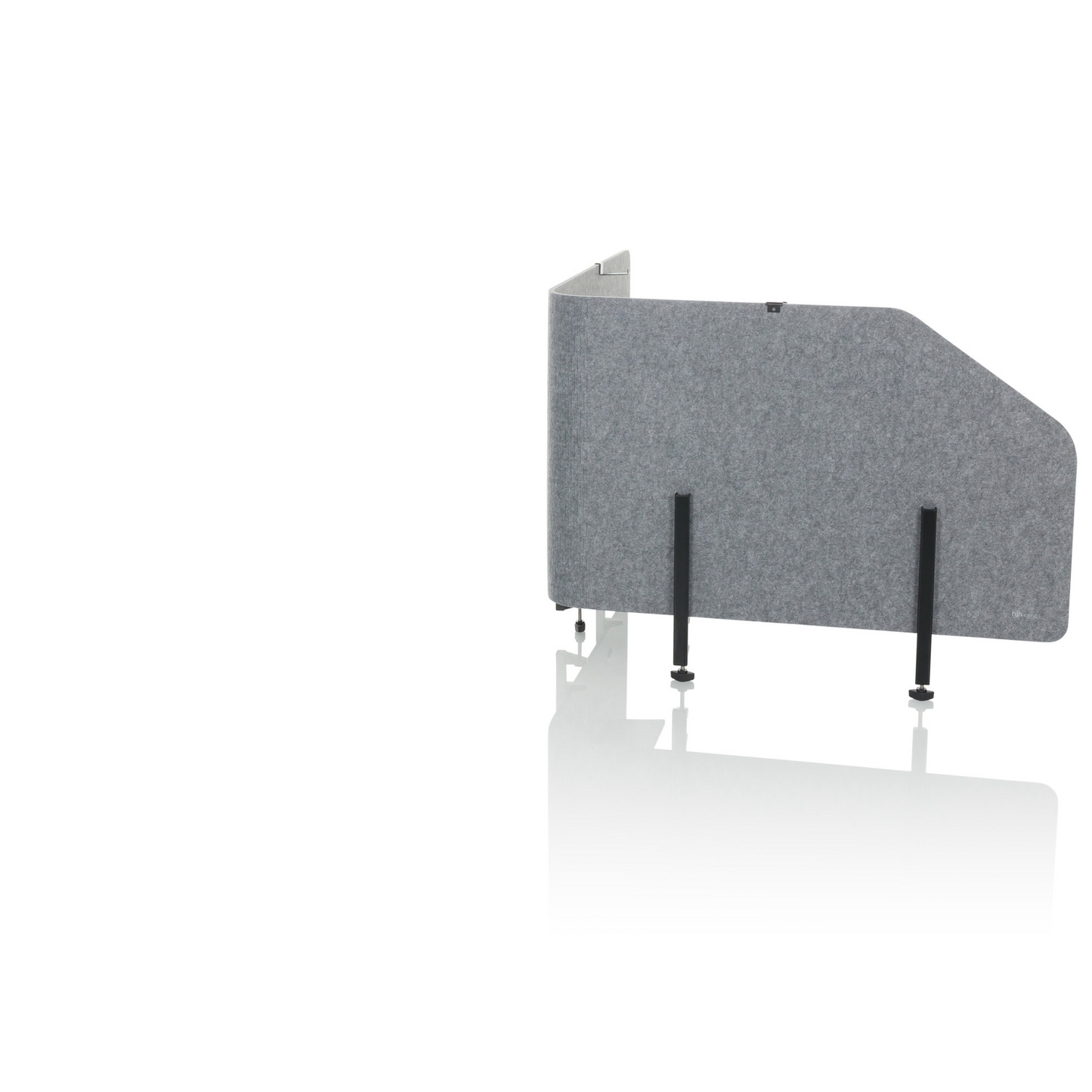 Hljóðeinangrandi veggur fyrir skrifstofuborð, B-flokks, Flexmiut T Top, úr plasti og textíl, grár