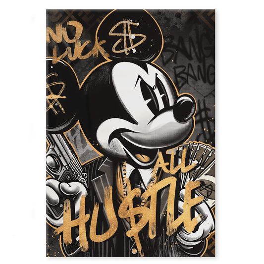All Hustle Mickey - Leinwandbild Pop Art / Motivation