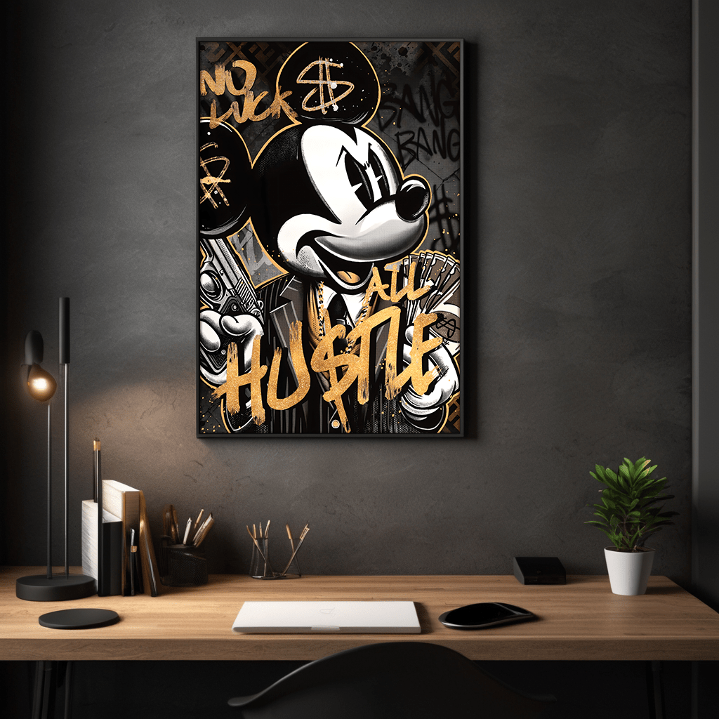 All Hustle Mickey - Leinwandbild Pop Art / Motivation