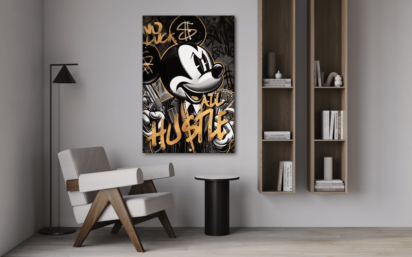 All Hustle Mickey - Leinwandbild Pop Art / Motivation
