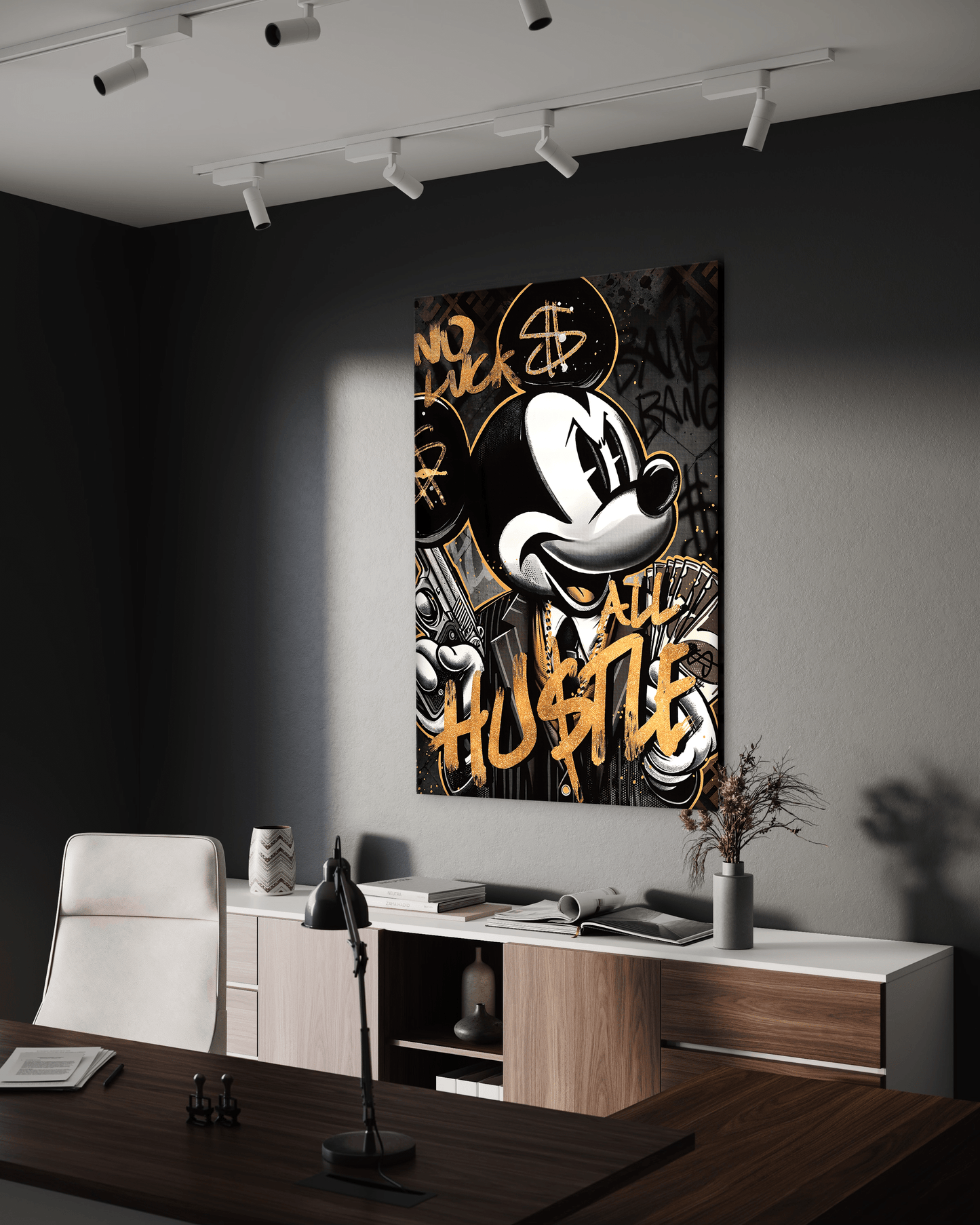 All Hustle Mickey - Leinwandbild Pop Art / Motivation
