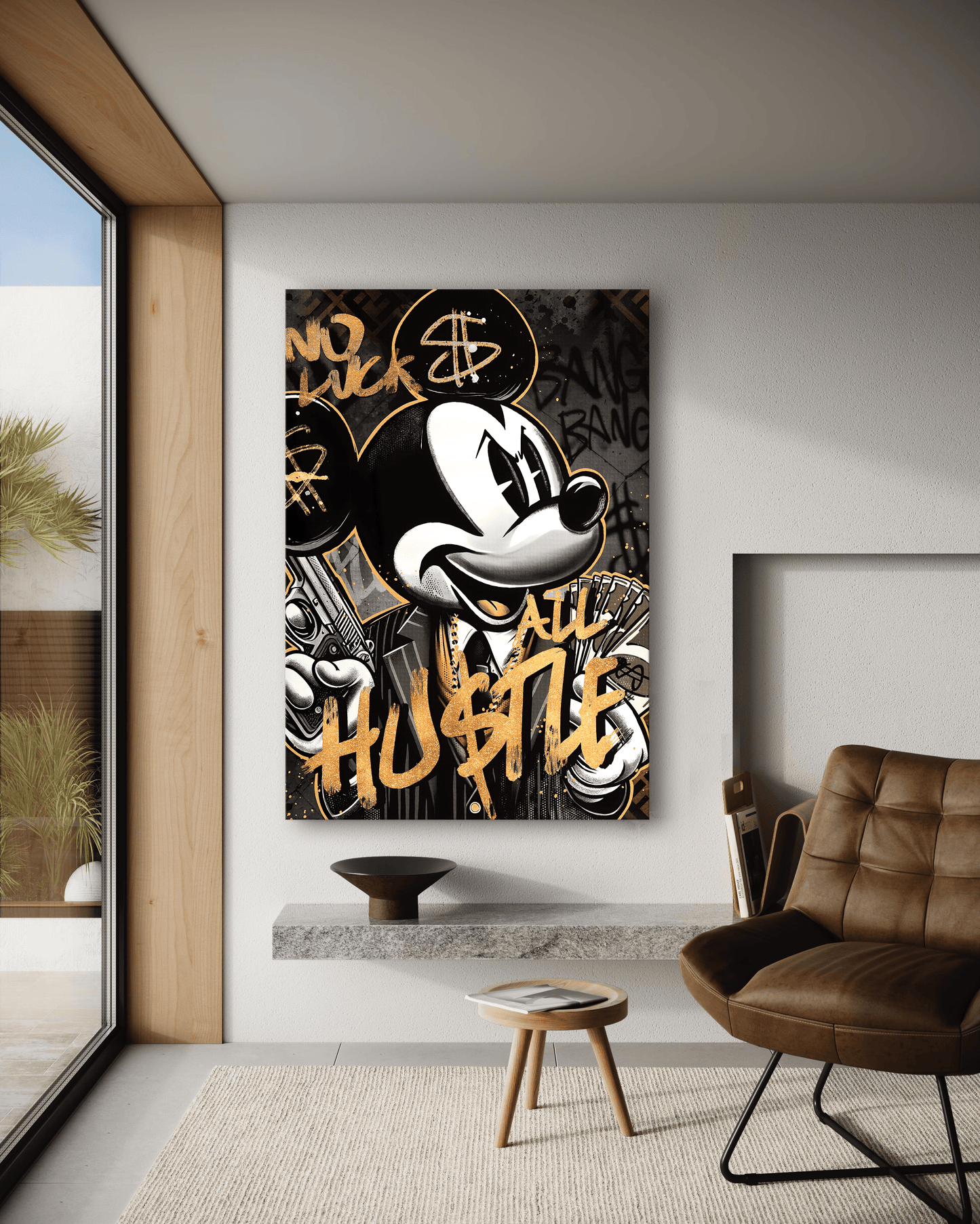 All Hustle Mickey - Leinwandbild Pop Art / Motivation