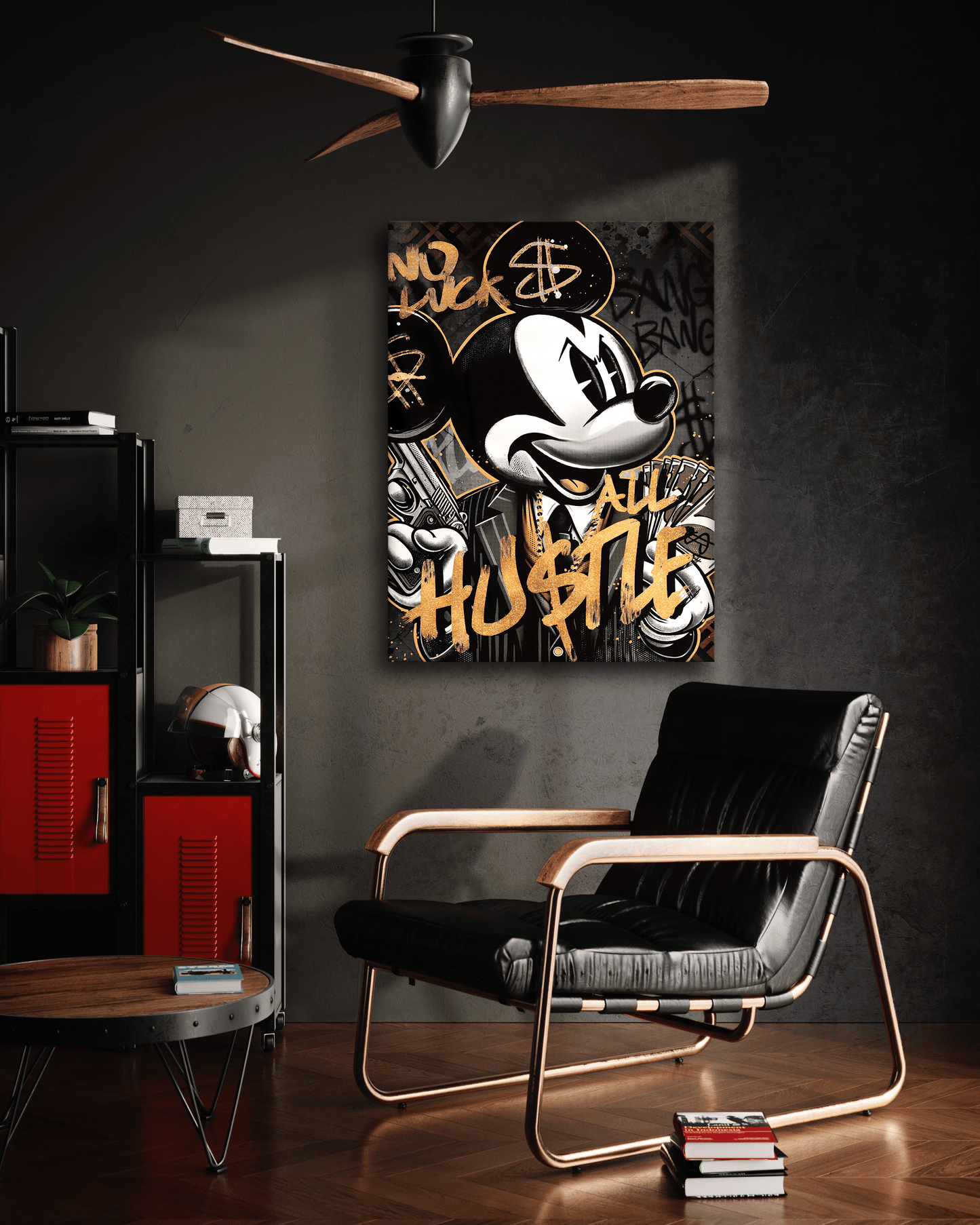 All Hustle Mickey - Leinwandbild Pop Art / Motivation