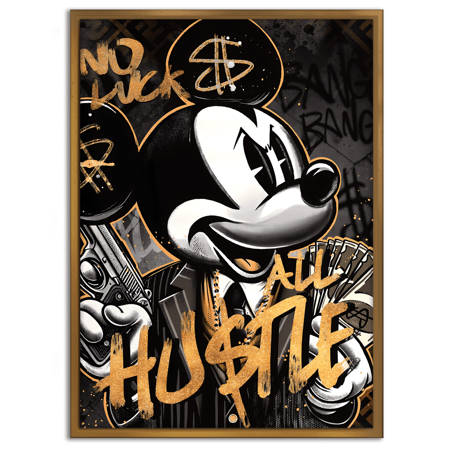 All Hustle Mickey - Leinwandbild Pop Art / Motivation