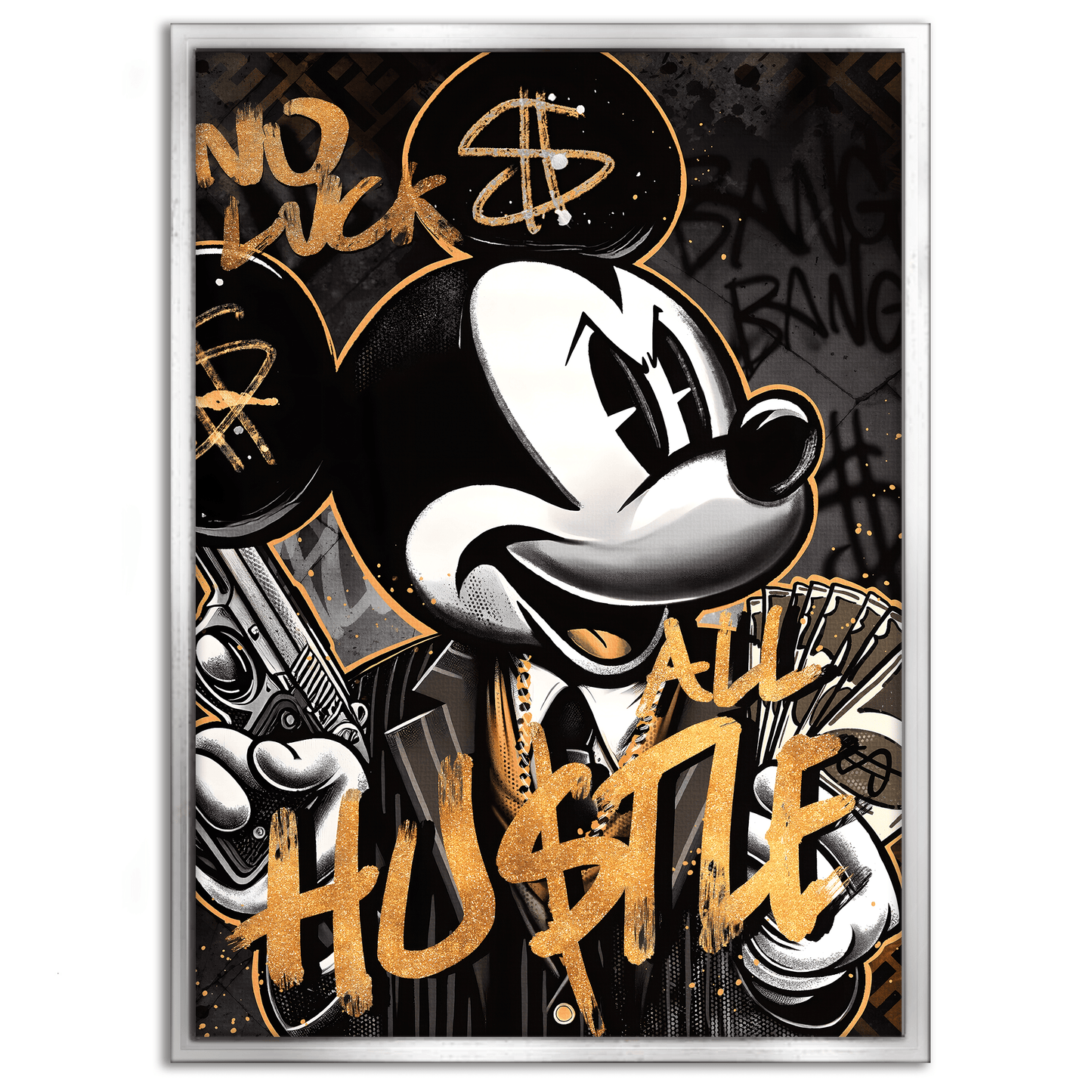 All Hustle Mickey - Leinwandbild Pop Art / Motivation