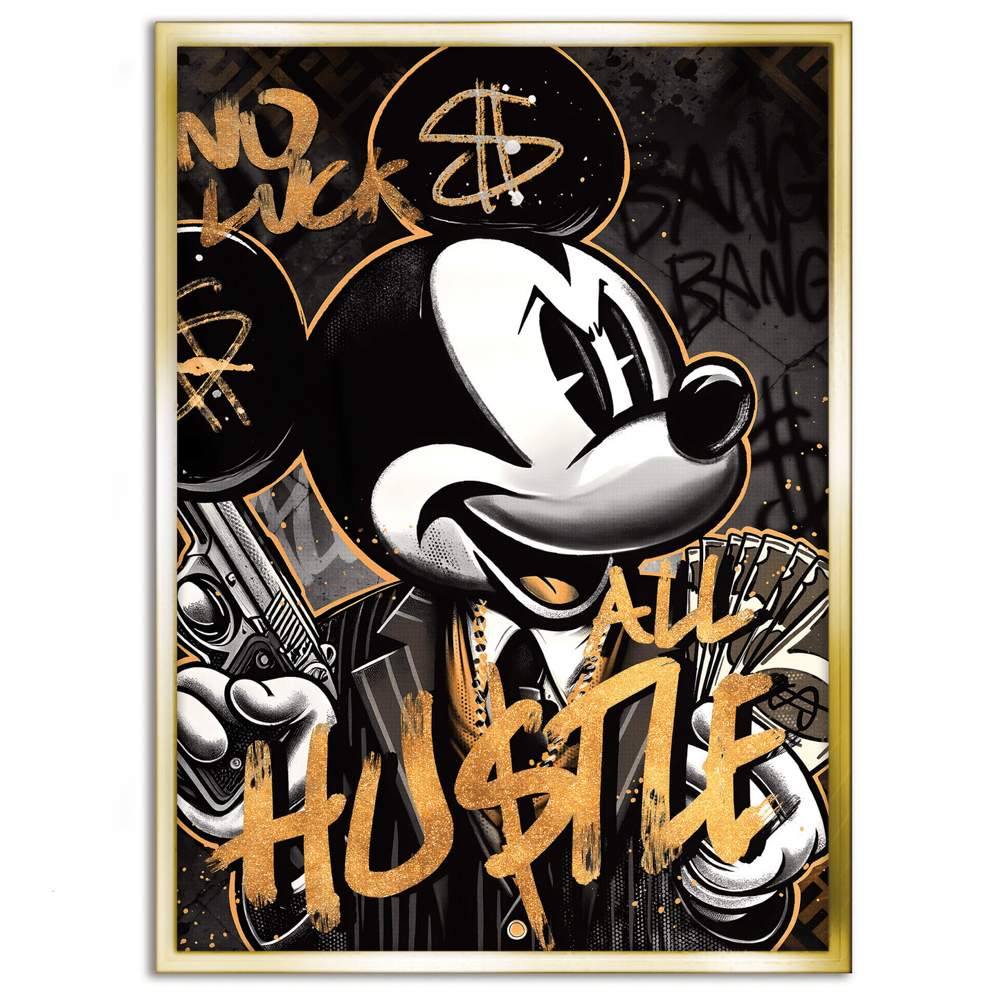 All Hustle Mickey - Leinwandbild Pop Art / Motivation
