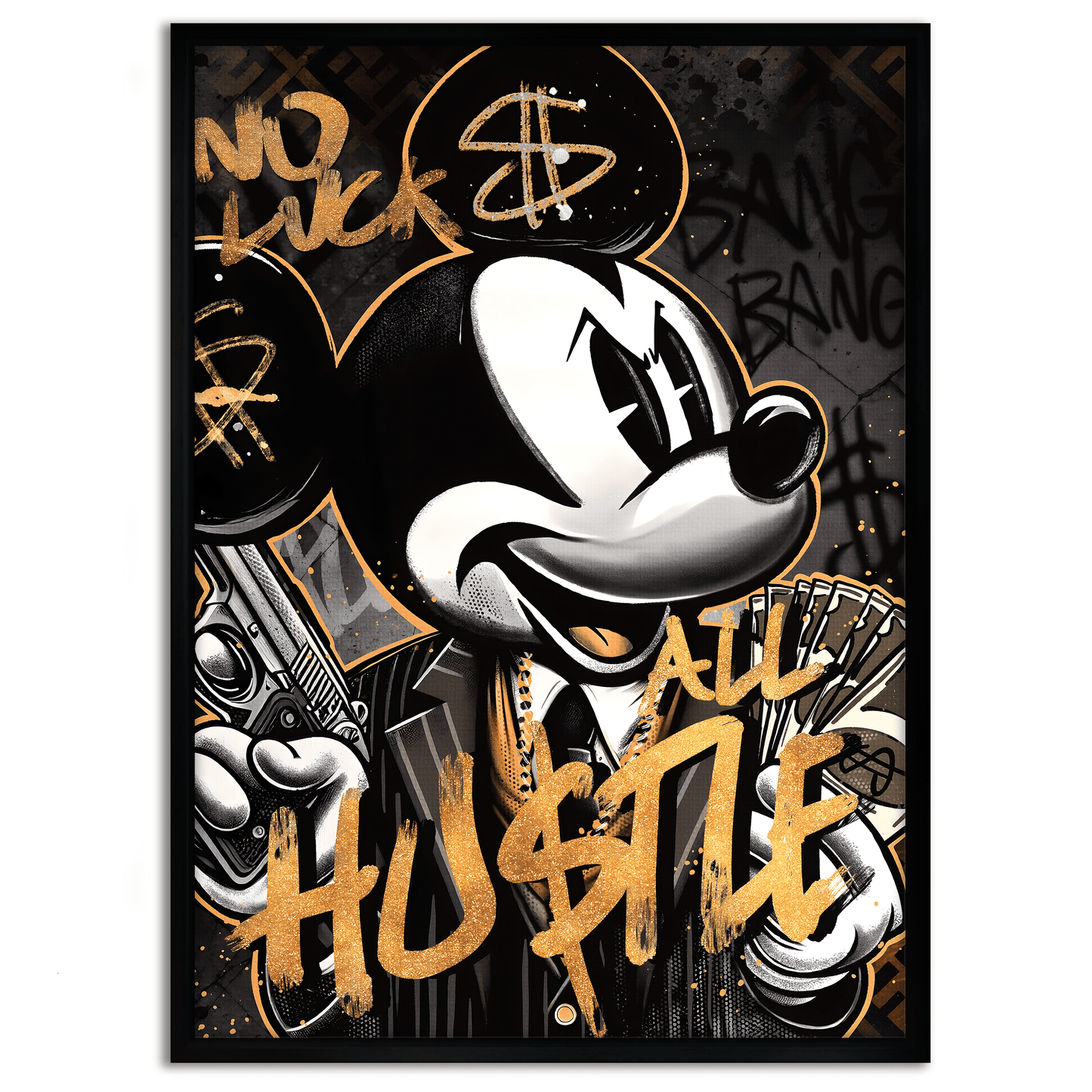 All Hustle Mickey - Leinwandbild Pop Art / Motivation