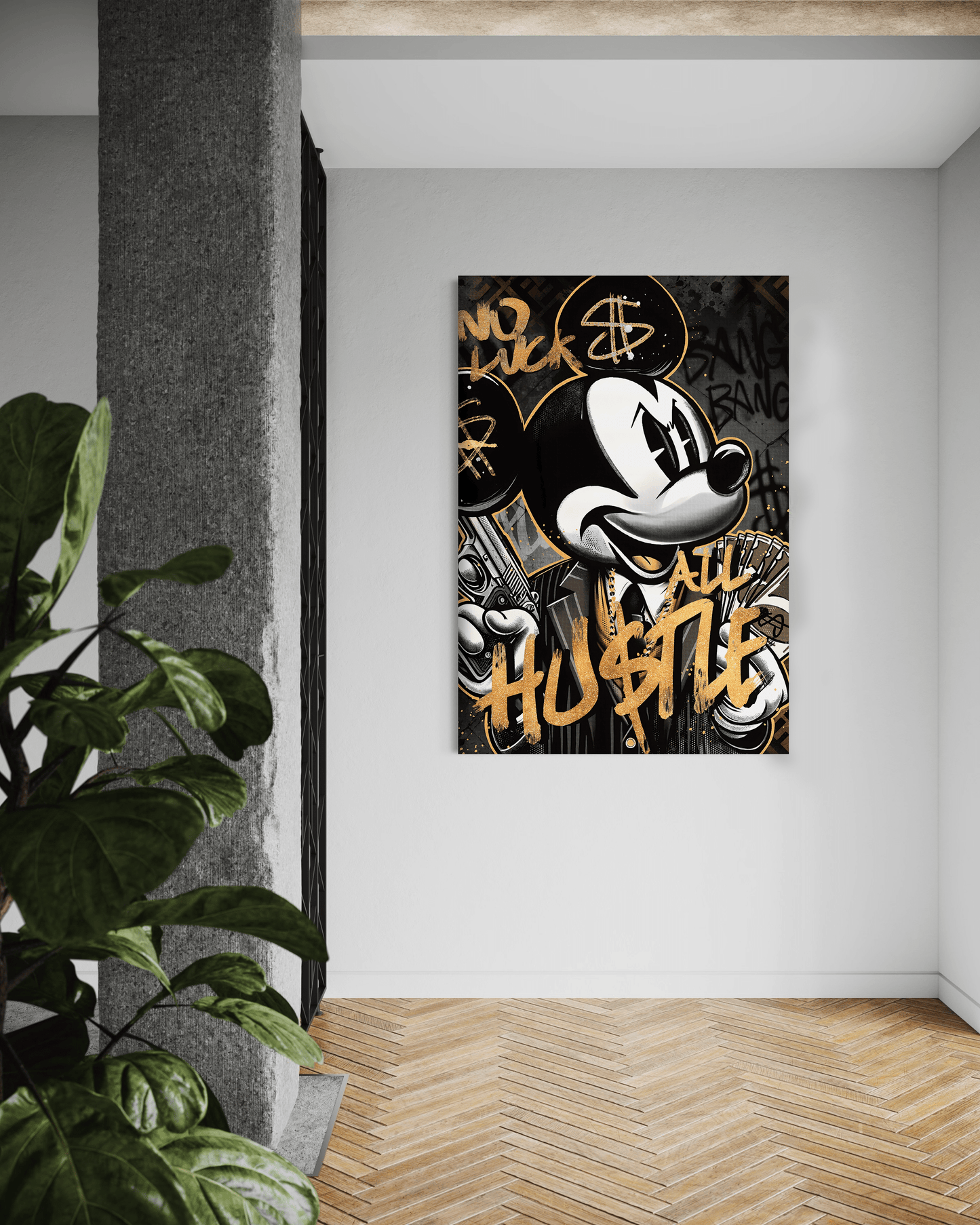 All Hustle Mickey - Leinwandbild Pop Art / Motivation