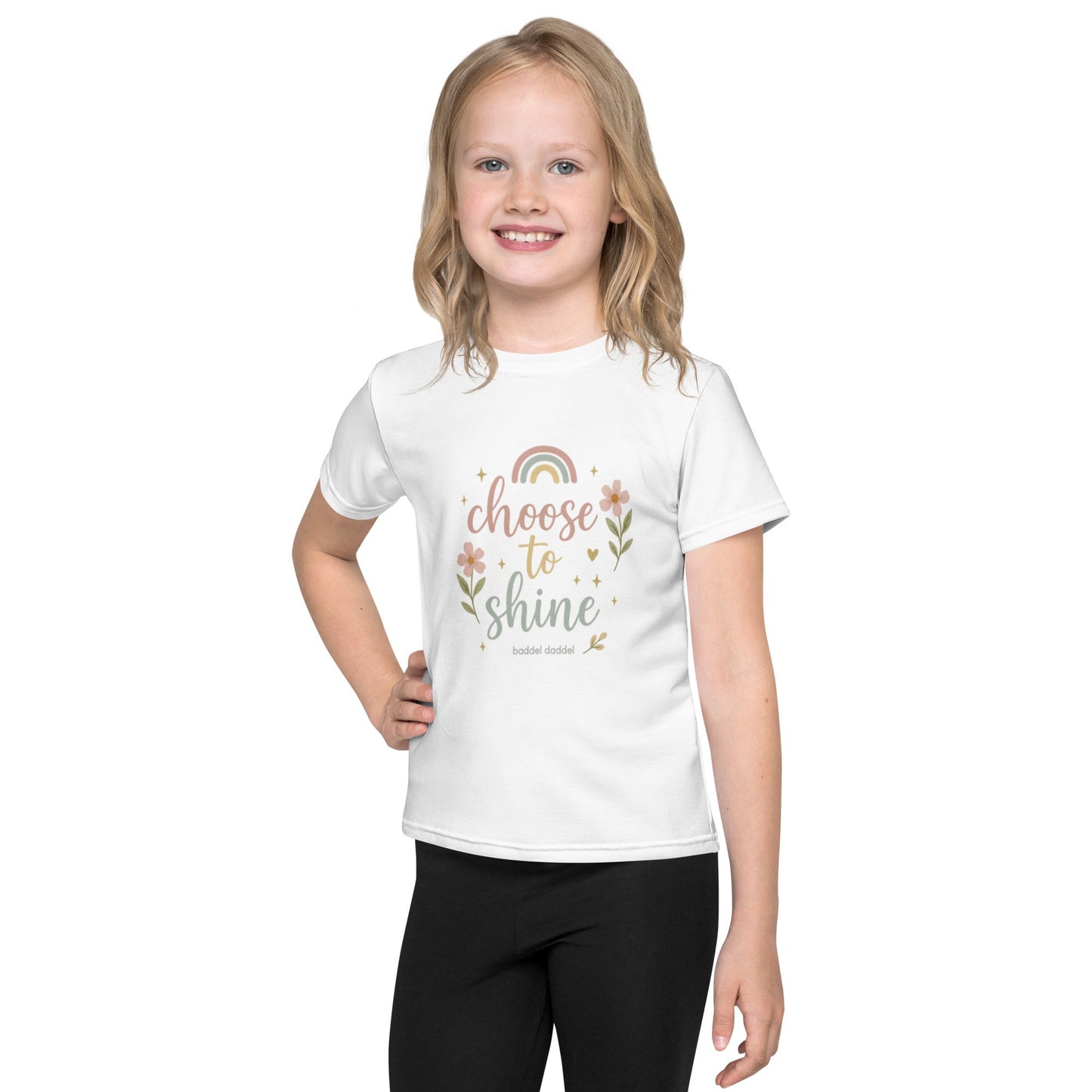 Kinder T-Shirt Choose to shine Weiß – leuchtender Look im Baddeldaddel Design!