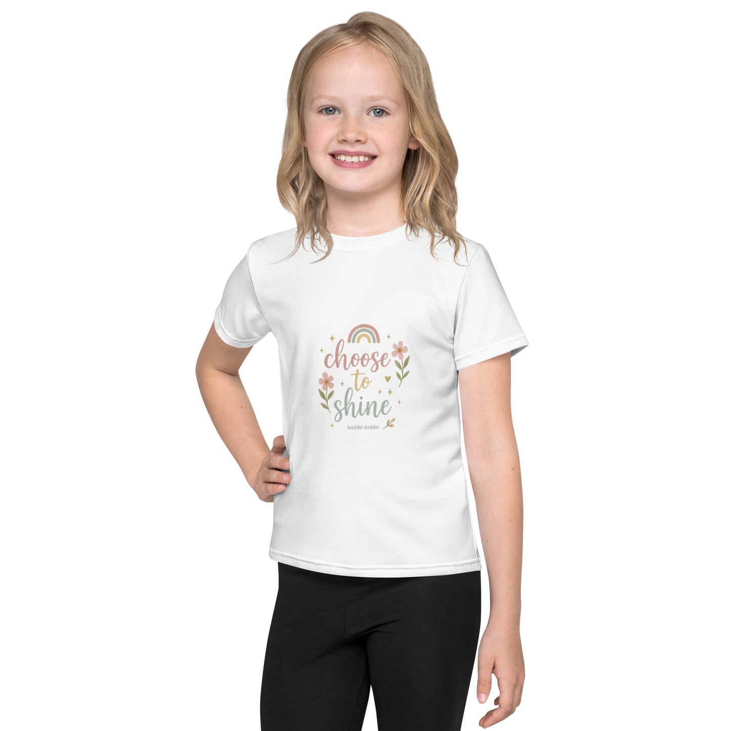 Kinder T-Shirt Choose to Shine Weiß – Strahlend schön im Baddeldaddel Design!
