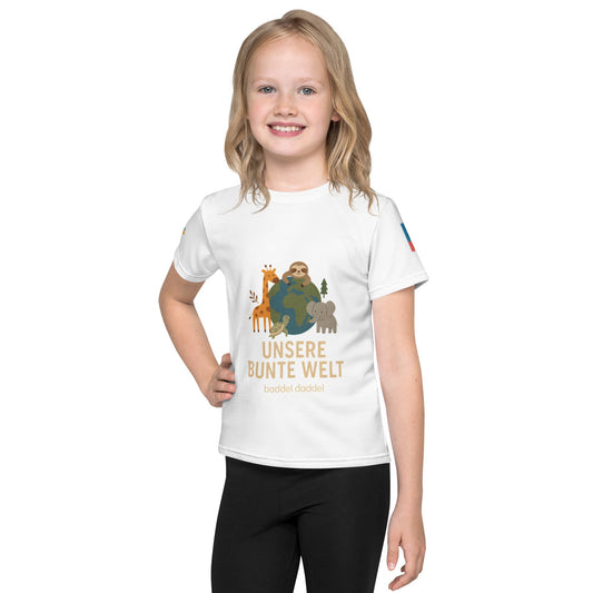 Kinder T-Shirt Unsere bunte Welt – Farbenfroh, bequem & im Baddeldaddel Design!