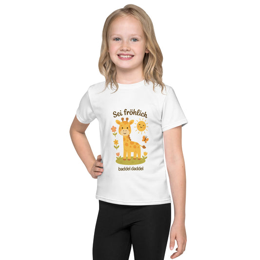 T-Shirt Giraffen-Motiv Weiß – Dehnbar, bequem & voller Lebensfreude!