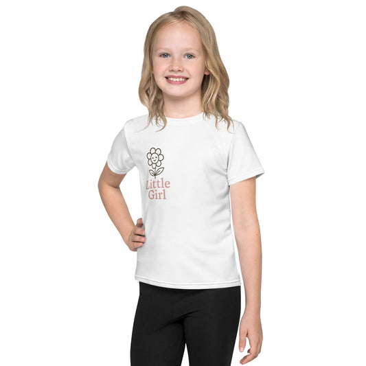 T-Shirt Little Girl mit Blumen Weiß – Zart, fröhlich & voller Blumenzauber!