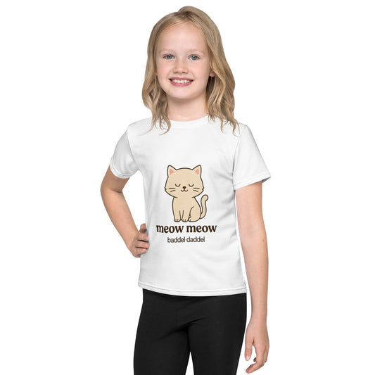 T-Shirt Katze Meow Meow Weiß – Miauen mit Stil im Baddeldaddel Design!