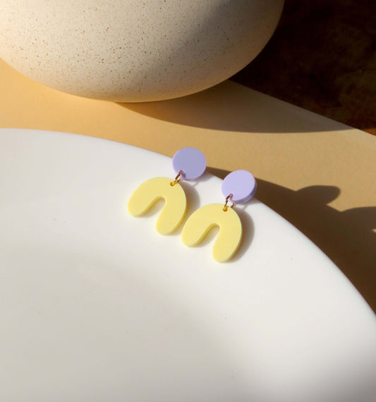 Flieder Hellgelb Arch Bogen Ohrringe