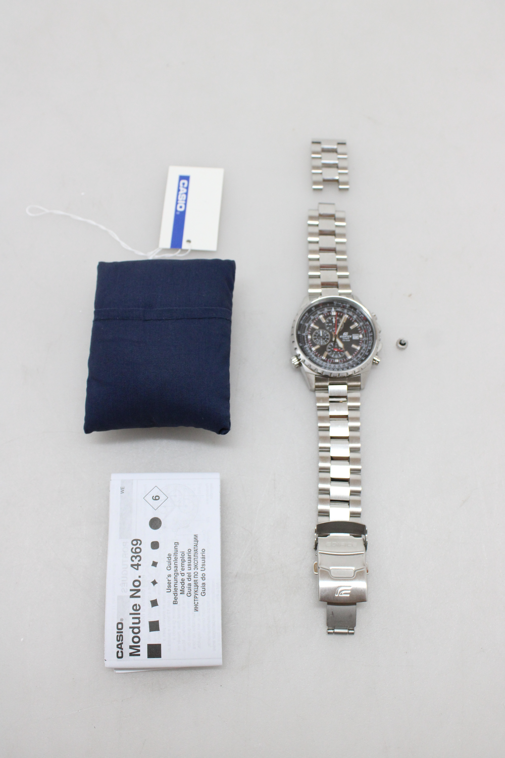 B-flokks Casio úlnliðsúr, hliðrænt úr, karlaúr, ryðfrítt stál, steinefnagler, gölluð vara 