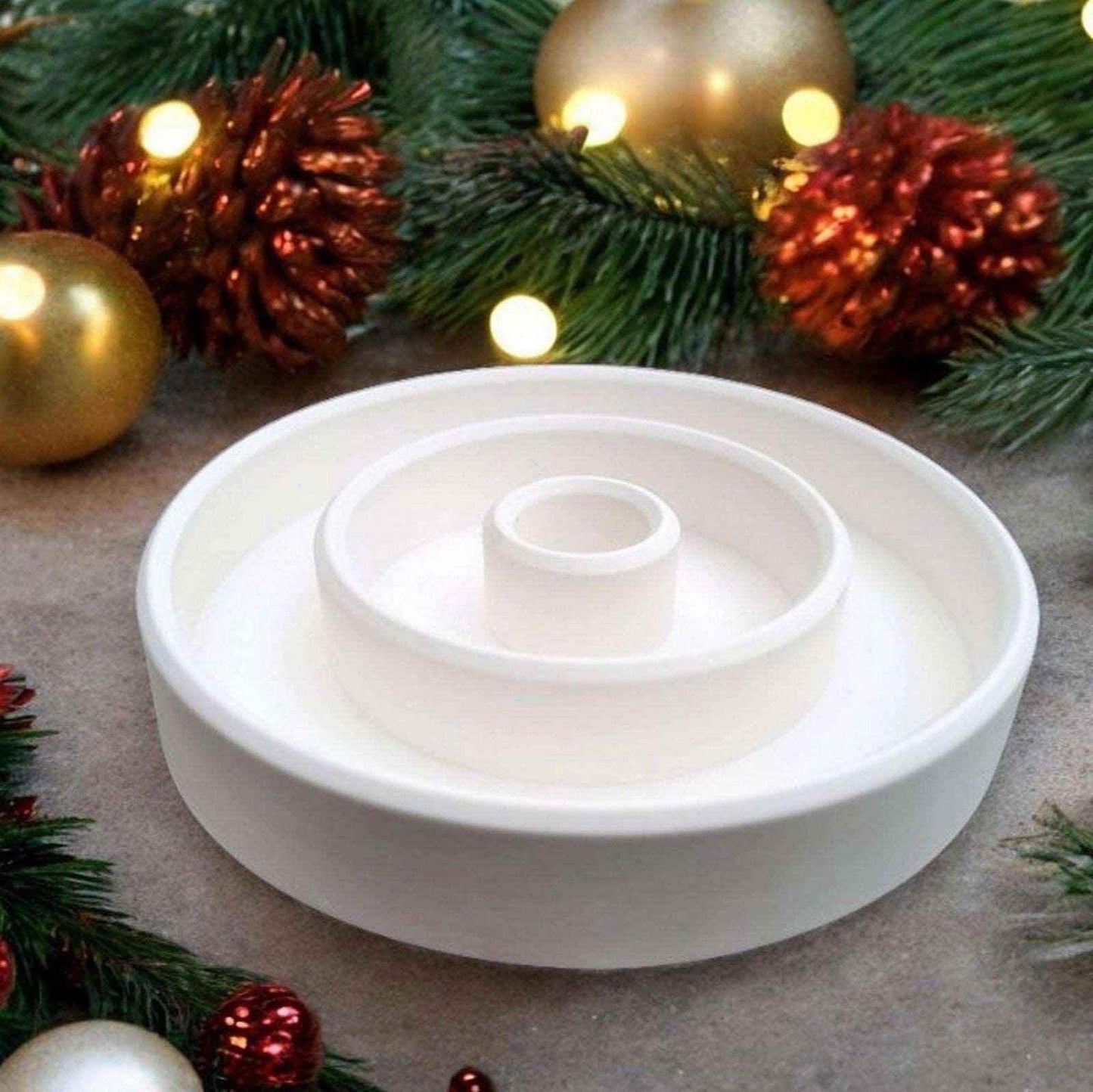 Set aus handgefertigten Aufsteckhäusern & Kerzenring – Exklusive Weihnachtsdeko