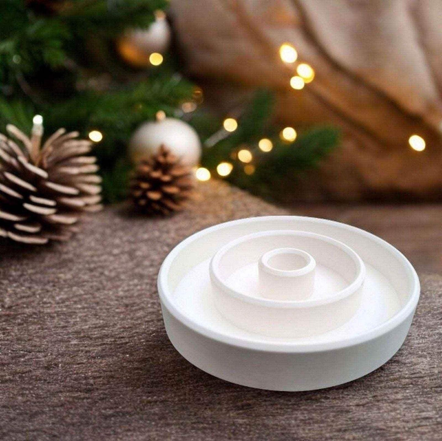 Set aus handgefertigten Aufsteckhäusern & Kerzenring – Exklusive Weihnachtsdeko