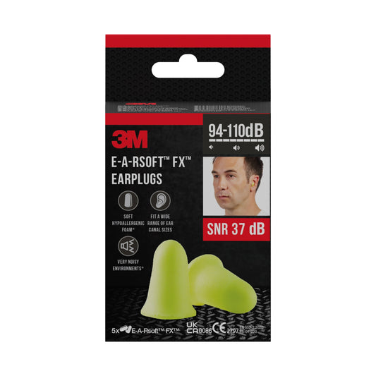 3M™ Gehörschutzstöpsel E-A-Rsoft™ FX™, weicher Polyurethanschaum, SNR-Wert 37 dB, Gelb, 5 Paar/Packung  | Packung (1 Stück)