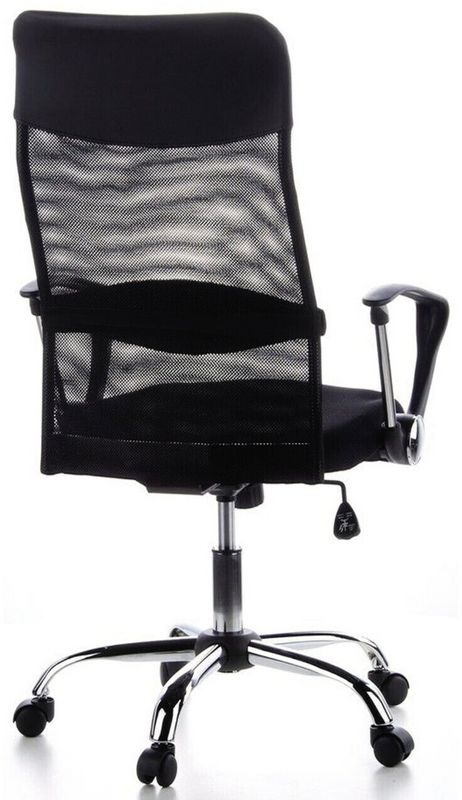 Skrifstofustóll í B-flokki, framkvæmdastjórnarstóll, skrifborðsstóll, Aria High, möskvaefni, gervileður, svartur