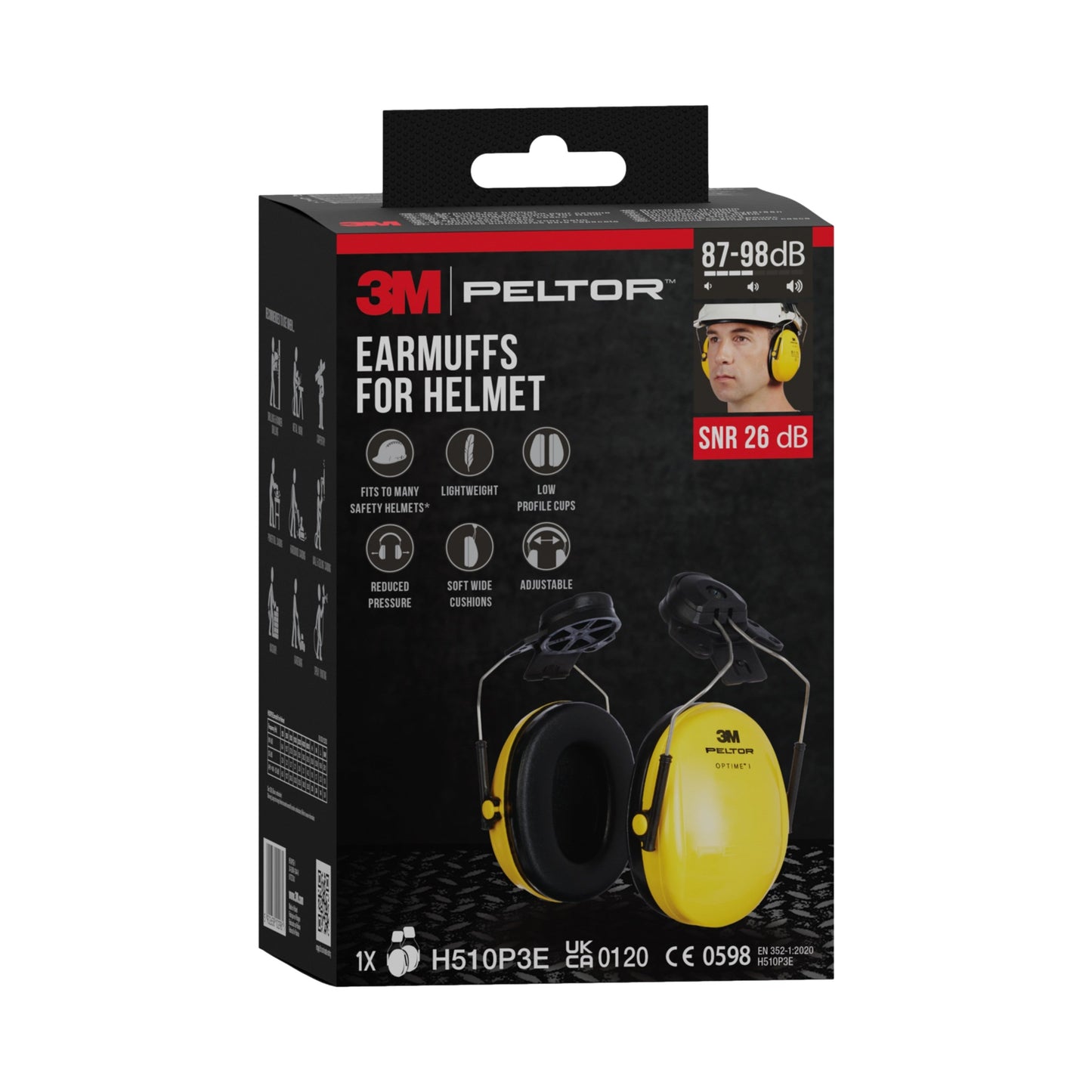 3M™ PELTOR™ Optime™ I Kapselgehörschutz für Schutzhelm H510P3E, SNR-Wert 26 dB, Gelb | Packung (1 Stück)