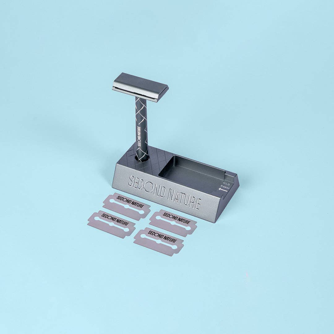 Raksett - öryggisrakvél með standi og blöðum -