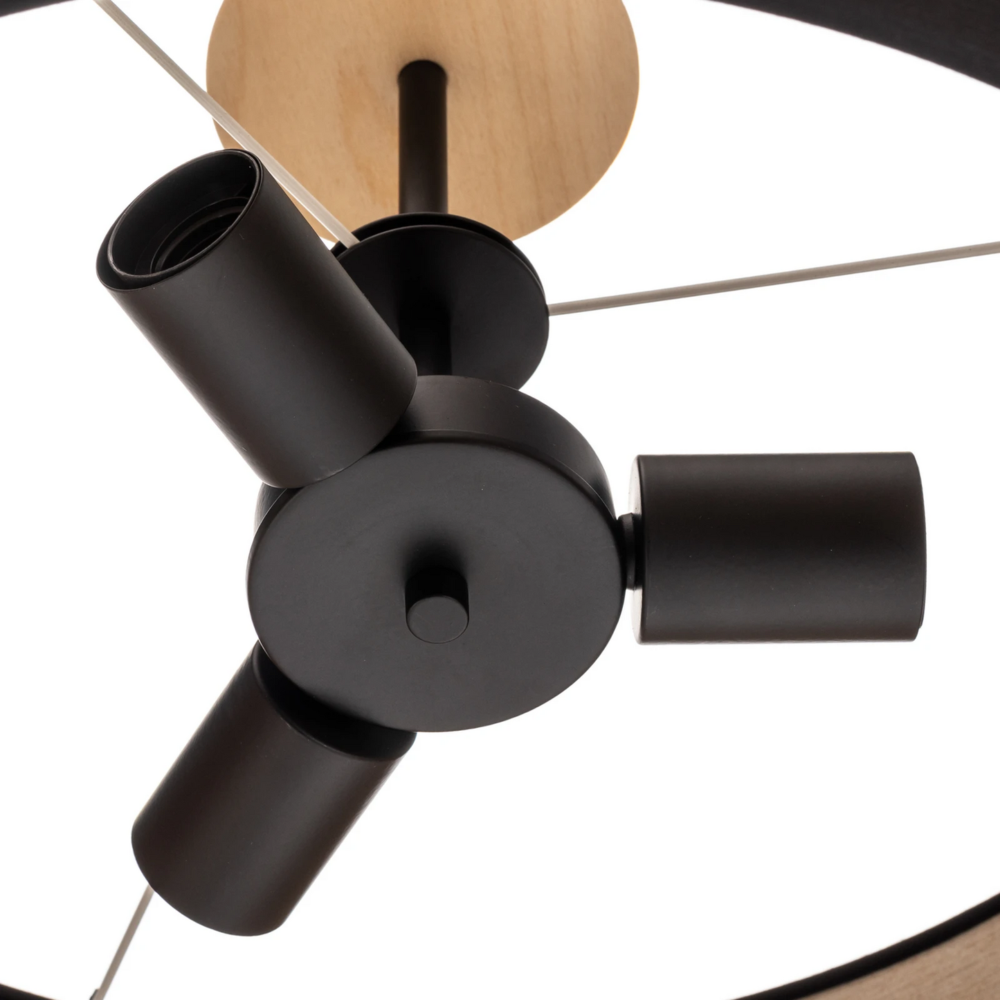 Loftljós Terra úr tré og efni, svart, í B-flokki. Loftlampi, ljós, kastari.