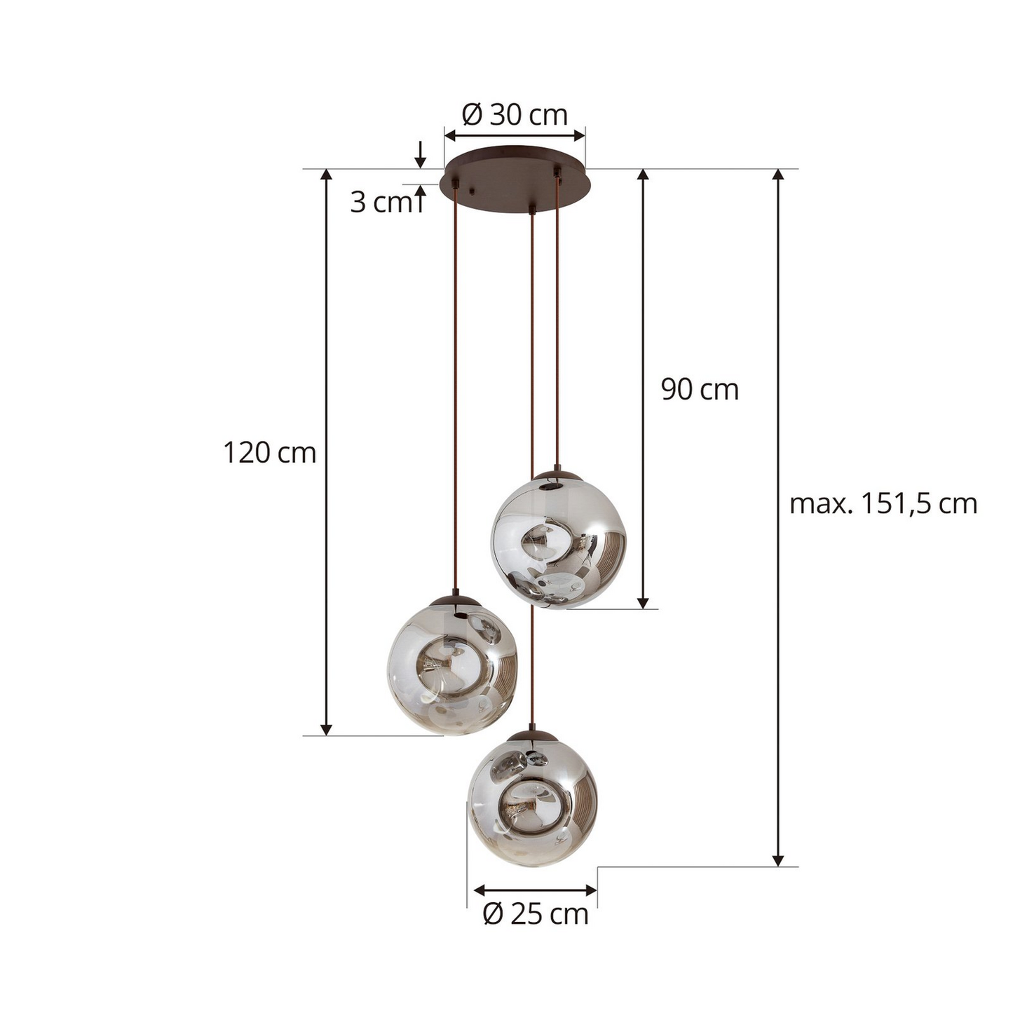 B-stock Lindby hanging light Valentina E27 ø 49cm smoke gray glass hanging lamp lamp Leuc72