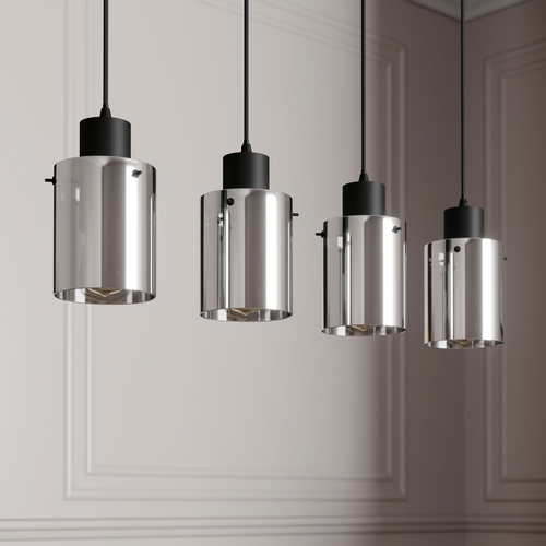 B-stock Lindby Kourtney hanging light hanging light glass shade 4 bulbs. E27 Black Smoke Gray 
