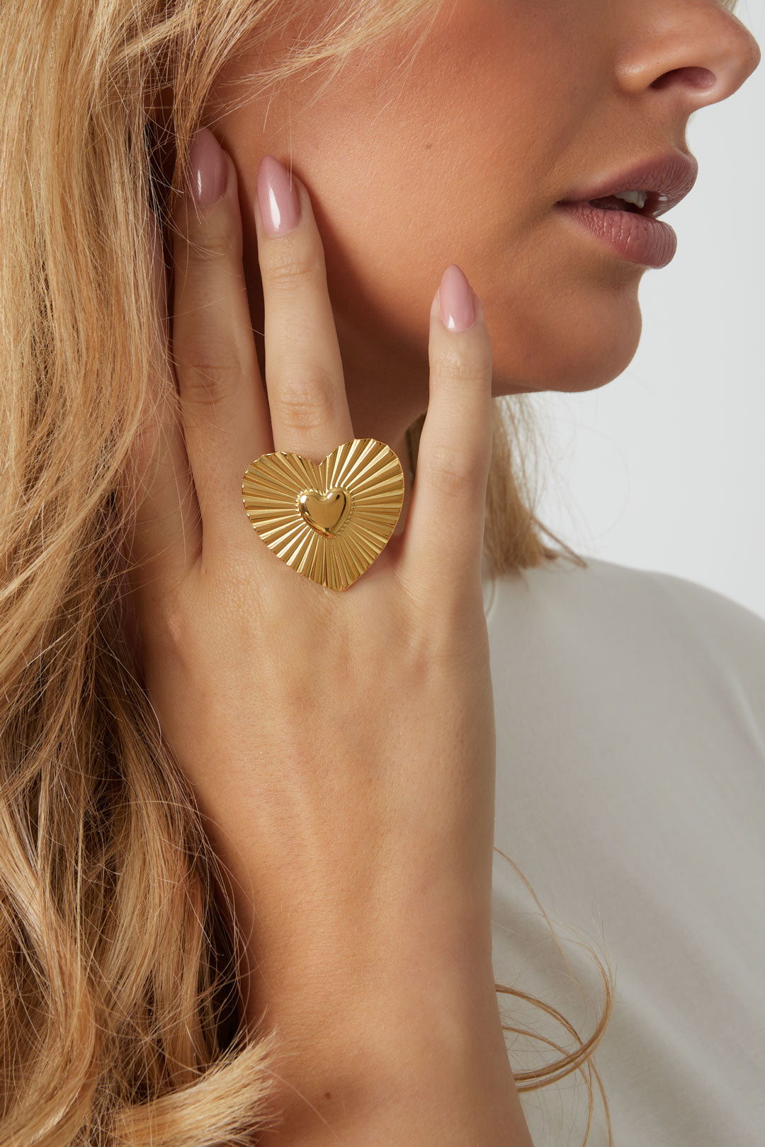 Edelstahl Statement Ringe Herz Casual Daily Simple Serie Damenschmuck