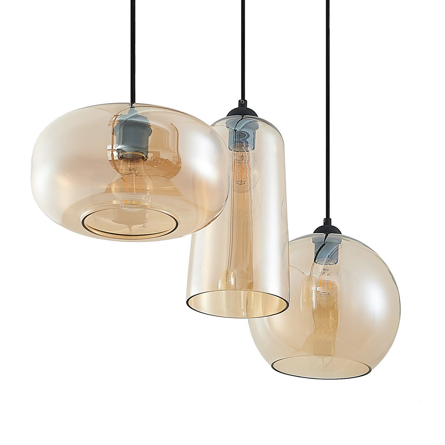 B-Ware Lucande Wilja Hängeleuchte Hängeleuchte Lampe Leuchte E27 Dreiflammig Amber679