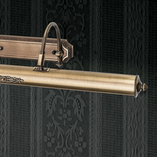 Myndaljós í B-flokki, Gustav úr fornmessingi, 75 cm, vegglampi, veggljós, lampi, ljósabúnaður