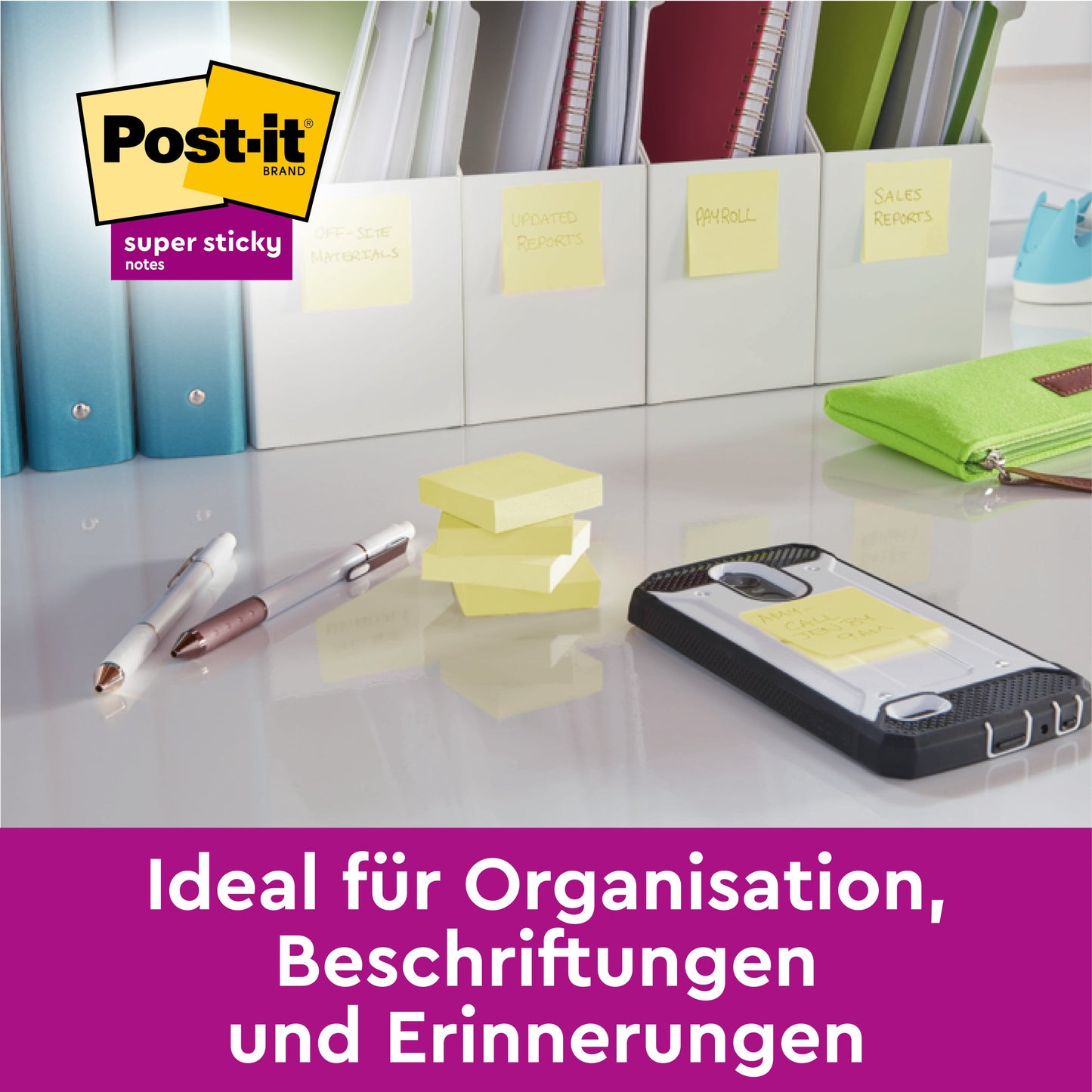 Post-it® Super Sticky Notes, Gelb, 47,6 mm x 47,6 mm, Promotion, 90 Blatt/Block, 21 Blöcke + 3 Gratis/Packung, 100% PEFC, SGSCH-PEFC-COC-110078  | Packung (1 Stück)