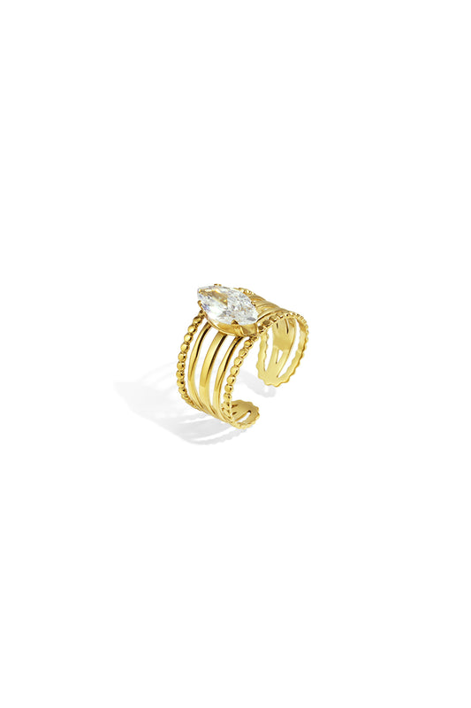 Edelstahl Edelstein Ringe Linien Casual Daily Simple Serie Damenschmuck