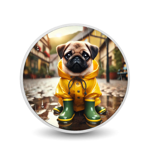 Puddle-Ready Pug 1oz Silver Coloured Coin