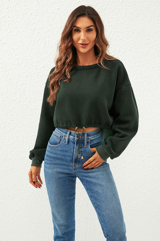 Perfectly Oversized Cropped Sweatshirt In Dark Green 