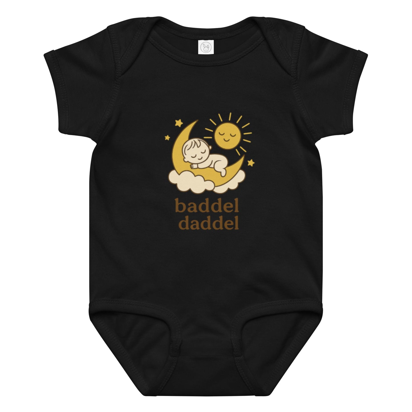 Sanfte Träume garantiert – Baby-Body mit Schlafmotiv im Baddeldaddel Design