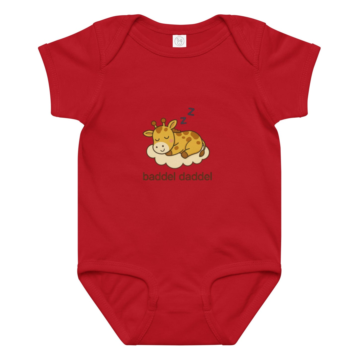 Baby-Body Schlafende Giraffe – süß träumen im Baddeldaddel Design!